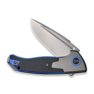 WE Knife Co., Ltd™ Press Check Frame Lock WE20078B-2 Black & Blue G10 and Black 6AL4V Titanium CPM 20CV Stainless Steel Pocket Knife