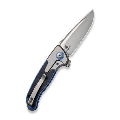 WE Knife Co., Ltd™ Press Check Frame Lock WE20078B-2 Black & Blue G10 and Black 6AL4V Titanium CPM 20CV Stainless Steel Pocket Knife