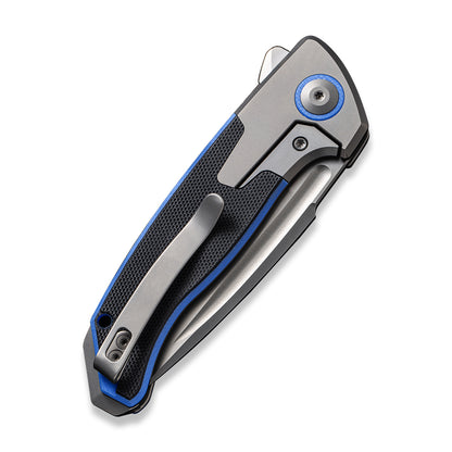WE Knife Co., Ltd™ Press Check Frame Lock WE20078B-2 Black & Blue G10 and Black 6AL4V Titanium CPM 20CV Stainless Steel Pocket Knife