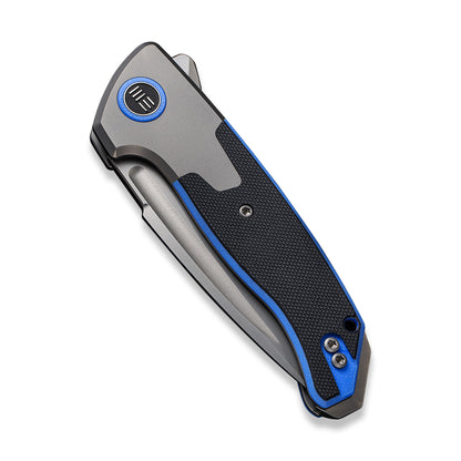 WE Knife Co., Ltd™ Press Check Frame Lock WE20078B-2 Black & Blue G10 and Black 6AL4V Titanium CPM 20CV Stainless Steel Pocket Knife
