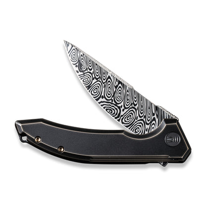 WE Knife Co., Ltd™ Quixotic Frame Lock WE21016-DS1 Blackened Bronze 6AL4V Titanium Damasteel Pocket Knife