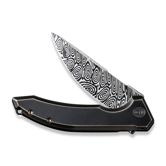 WE Knife Co., Ltd™ Quixotic Frame Lock WE21016-DS1 Blackened Bronze 6AL4V Titanium Damasteel Pocket Knife