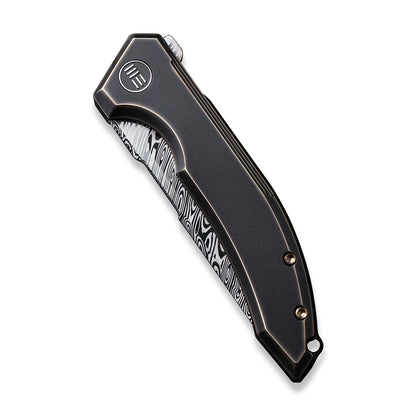 WE Knife Co., Ltd™ Quixotic Frame Lock WE21016-DS1 Blackened Bronze 6AL4V Titanium Damasteel Pocket Knife