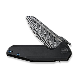 WE Knife Co., Ltd™ Starhawk Frame Lock WE21017-DS1 Black 6AL4V Titanium Hakkapella Damasteel Pocket Knife