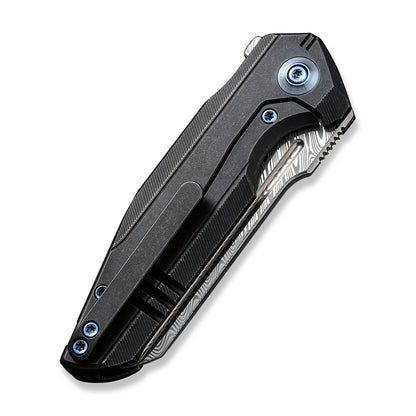 WE Knife Co., Ltd™ Starhawk Frame Lock WE21017-DS1 Black 6AL4V Titanium Hakkapella Damasteel Pocket Knife