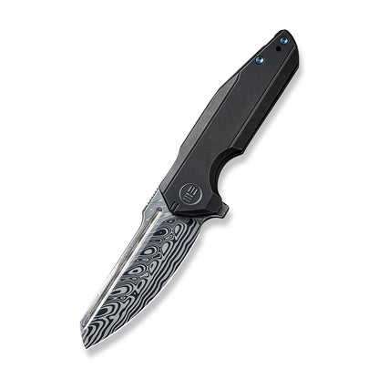 WE Knife Co., Ltd™ Starhawk Frame Lock WE21017-DS1 Black 6AL4V Titanium Hakkapella Damasteel Pocket Knife