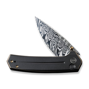 WE Knife Co., Ltd™ Culex Button Lock WE21026B-DS1 Blackened Bronze 6AL4V Titanium Damasteel Pocket Knife