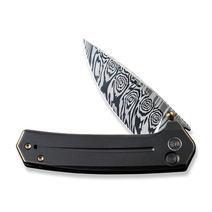 WE Knife Co., Ltd™ Culex Button Lock WE21026B-DS1 Blackened Bronze 6AL4V Titanium Damasteel Pocket Knife