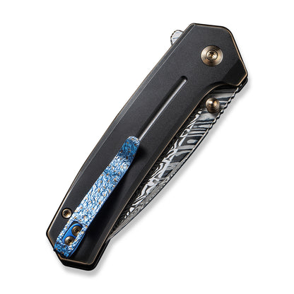 WE Knife Co., Ltd™ Culex Button Lock WE21026B-DS1 Blackened Bronze 6AL4V Titanium Damasteel Pocket Knife