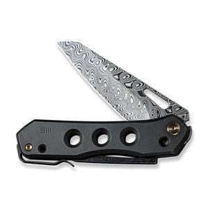 WE Knife Co., Ltd™ Vision R Lever Lock WE21031-DS1 Black 6AL4V Titanium Hakkapella Damasteel Pocket Knife