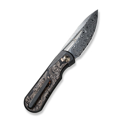 WE Knife Co., Ltd™ Baloo Frame Lock WE21033-DS1 Copper Foil Carbon Fiber and Black 6al4v Titanium Damasteel Pocket Knife