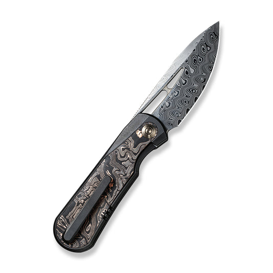 WE Knife Co., Ltd™ Baloo Frame Lock WE21033-DS1 Copper Foil Carbon Fiber and Black 6al4v Titanium Damasteel Pocket Knife