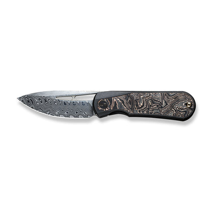 WE Knife Co., Ltd™ Baloo Frame Lock WE21033-DS1 Copper Foil Carbon Fiber and Black 6al4v Titanium Damasteel Pocket Knife