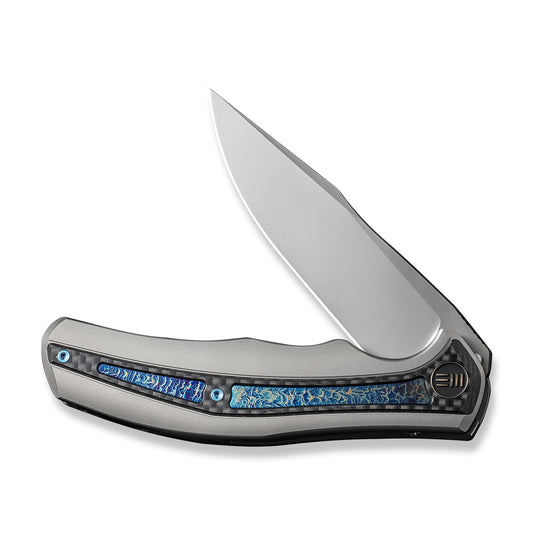 WE Knife Co., Ltd™ Zonda Frame Lock WE22016-2 Gray Titanium and Carbon Fiber CPM-20CV Stainless Steel Pocket Knife