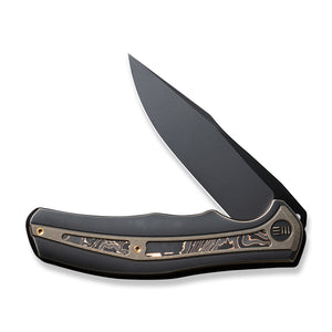 WE Knife Co., Ltd™ Zonda Frame Lock WE22016-3 Black & Bronze Titanium and Carbon Fiber CPM-20CV Stainless Steel Pocket Knife