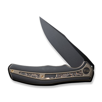 WE Knife Co., Ltd™ Zonda Frame Lock WE22016-3 Black & Bronze Titanium and Carbon Fiber CPM-20CV Stainless Steel Pocket Knife