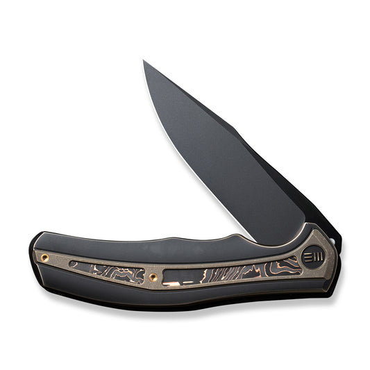 WE Knife Co., Ltd™ Zonda Frame Lock WE22016-3 Black & Bronze Titanium and Carbon Fiber CPM-20CV Stainless Steel Pocket Knife