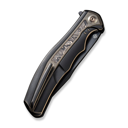 WE Knife Co., Ltd™ Zonda Frame Lock WE22016-3 Black & Bronze Titanium and Carbon Fiber CPM-20CV Stainless Steel Pocket Knife