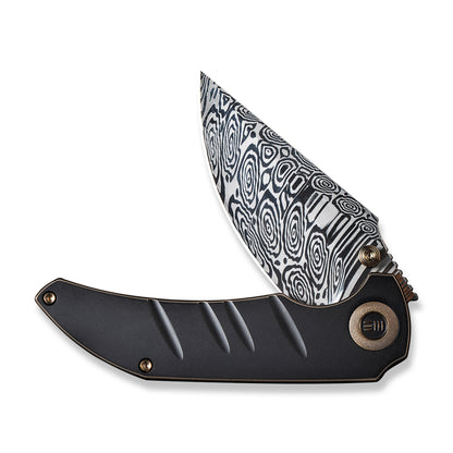 WE Knife Co., Ltd™ Riff-Raff Frame Lock 22020B-DS1 Black & Bronze 6AL4V Titanium Damasteel (Heimskringla) Pocket Knife