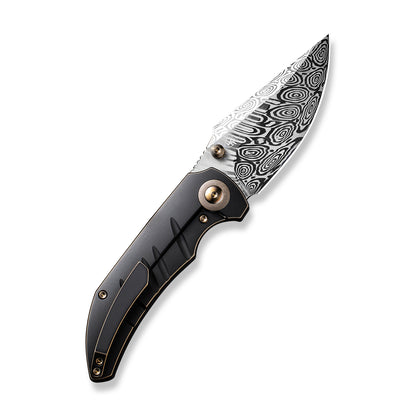 WE Knife Co., Ltd™ Riff-Raff Frame Lock 22020B-DS1 Black & Bronze 6AL4V Titanium Damasteel (Heimskringla) Pocket Knife
