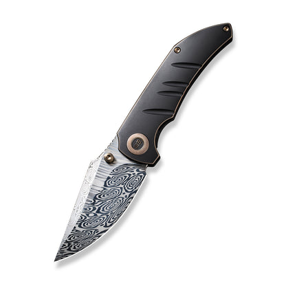 WE Knife Co., Ltd™ Riff-Raff Frame Lock 22020B-DS1 Black & Bronze 6AL4V Titanium Damasteel (Heimskringla) Pocket Knife