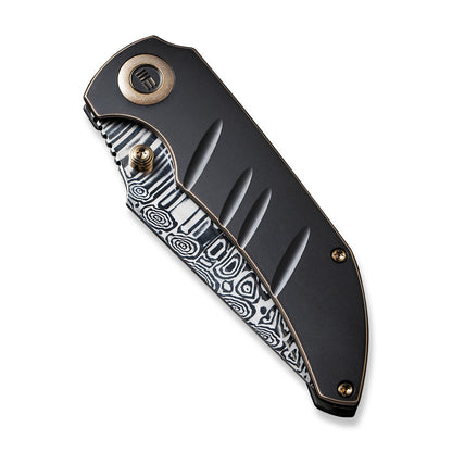 WE Knife Co., Ltd™ Riff-Raff Frame Lock 22020B-DS1 Black & Bronze 6AL4V Titanium Damasteel (Heimskringla) Pocket Knife