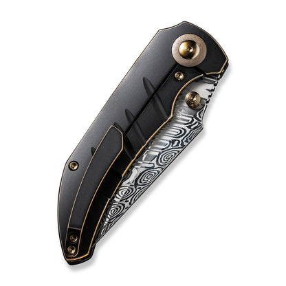 WE Knife Co., Ltd™ Riff-Raff Frame Lock 22020B-DS1 Black & Bronze 6AL4V Titanium Damasteel (Heimskringla) Pocket Knife