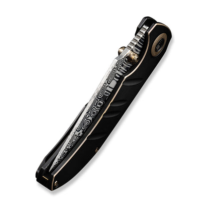 WE Knife Co., Ltd™ Riff-Raff Frame Lock 22020B-DS1 Black & Bronze 6AL4V Titanium Damasteel (Heimskringla) Pocket Knife