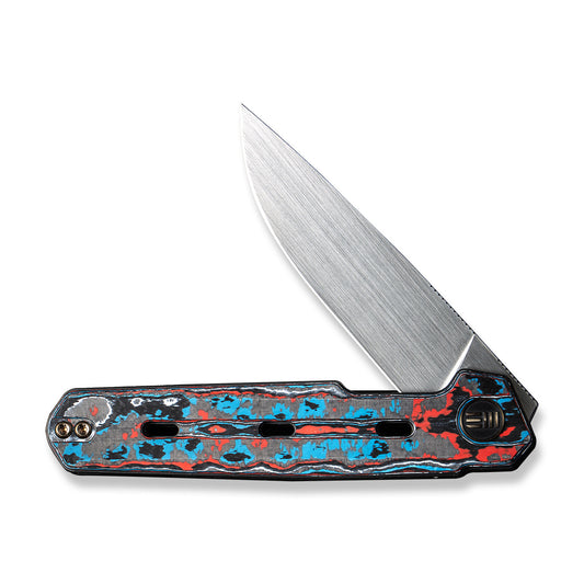 WE Knife Co., Ltd™ Navo Liner Lock 22026-4 Black, Red, White & Blue Nebula Fat Carbon Fiber CPM-20CV Stainless Steel Pocket Knife