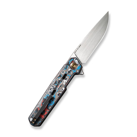 WE Knife Co., Ltd™ Navo Liner Lock 22026-4 Black, Red, White & Blue Nebula Fat Carbon Fiber CPM-20CV Stainless Steel Pocket Knife