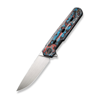 WE Knife Co., Ltd™ Navo Liner Lock 22026-4 Black, Red, White & Blue Nebula Fat Carbon Fiber CPM-20CV Stainless Steel Pocket Knife