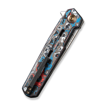 WE Knife Co., Ltd™ Navo Liner Lock 22026-4 Black, Red, White & Blue Nebula Fat Carbon Fiber CPM-20CV Stainless Steel Pocket Knife