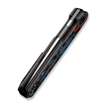 WE Knife Co., Ltd™ Navo Liner Lock 22026-4 Black, Red, White & Blue Nebula Fat Carbon Fiber CPM-20CV Stainless Steel Pocket Knife