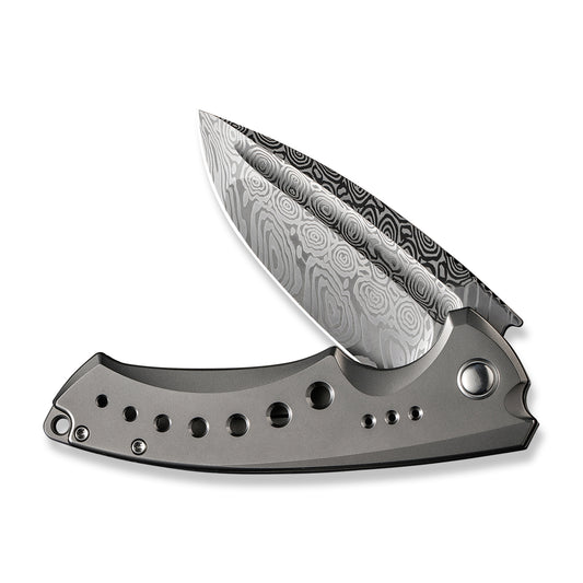WE Knife Co., Ltd™ Nexusia Frame Lock WE22044-DS1 Gray Titanium Heimskringla Damasteel Pocket Knife