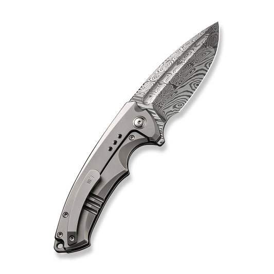 WE Knife Co., Ltd™ Nexusia Frame Lock WE22044-DS1 Gray Titanium Heimskringla Damasteel Pocket Knife