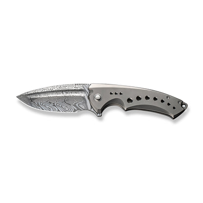WE Knife Co., Ltd™ Nexusia Frame Lock WE22044-DS1 Gray Titanium Heimskringla Damasteel Pocket Knife