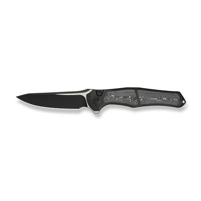 WE Knife Co., Ltd™ 702XI Button Lock WE07B-2 Black Anodized 6AL4V Titanium and Aluminum Carbon Fiber M390 Stainless Steel Pocket Knife