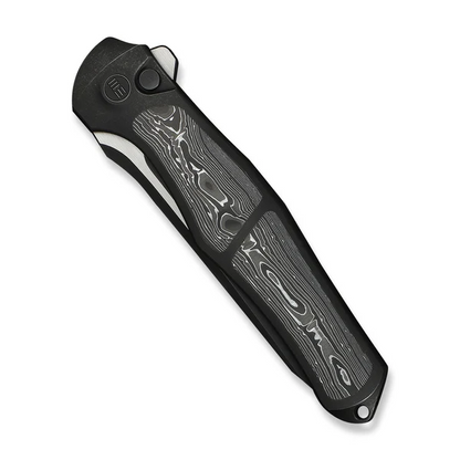 WE Knife Co., Ltd™ 702XI Button Lock WE07B-2 Black Anodized 6AL4V Titanium and Aluminum Carbon Fiber M390 Stainless Steel Pocket Knife