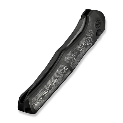 WE Knife Co., Ltd™ 702XI Button Lock WE07B-2 Black Anodized 6AL4V Titanium and Aluminum Carbon Fiber M390 Stainless Steel Pocket Knife