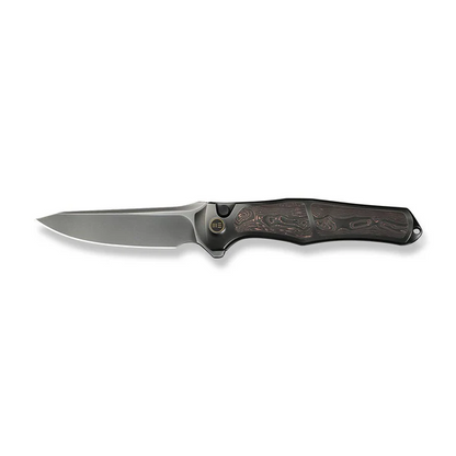 WE Knife Co., Ltd™ 702XI Button Lock WE07B-3 Polished 6AL4V Titanium and Copper Carbon Fiber M390 Stainless Steel Pocket Knife