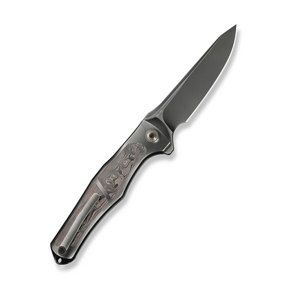 WE Knife Co., Ltd™ 702XI Button Lock WE07B-3 Polished 6AL4V Titanium and Copper Carbon Fiber M390 Stainless Steel Pocket Knife