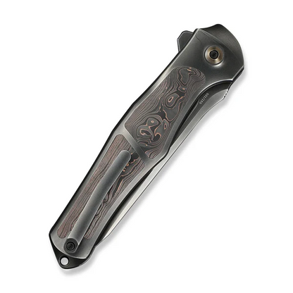 WE Knife Co., Ltd™ 702XI Button Lock WE07B-3 Polished 6AL4V Titanium and Copper Carbon Fiber M390 Stainless Steel Pocket Knife