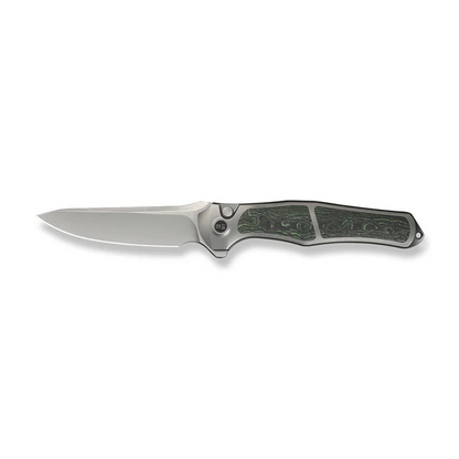 WE Knife Co., Ltd™ 702XI Button Lock WE07B-4 Polished 6AL4V Titanium and Jungle Wear Fat Carbon Fiber M390 Stainless Steel Pocket Knife