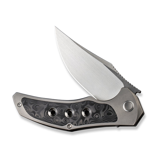 WE Knife Co., Ltd™ Magnetron Frame Lock 18058-2 Titanium and 'rose' Carbon Fiber CPM 20CV Stainless Steel Pocket Knife