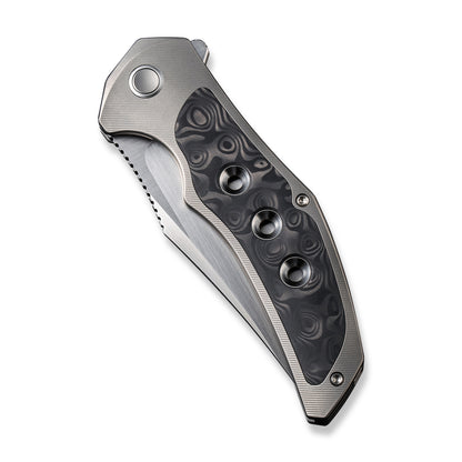 WE Knife Co., Ltd™ Magnetron Frame Lock 18058-2 Titanium and 'rose' Carbon Fiber CPM 20CV Stainless Steel Pocket Knife