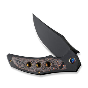 WE Knife Co., Ltd™ Magnetron Frame Lock 18058-3 Black Titanium and Bronze Carbon Fiber 20CV Stainless Steel Pocket Knife