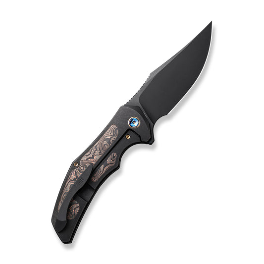 WE Knife Co., Ltd™ Magnetron Frame Lock 18058-3 Black Titanium and Bronze Carbon Fiber 20CV Stainless Steel Pocket Knife