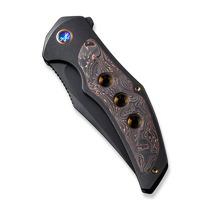 WE Knife Co., Ltd™ Magnetron Frame Lock 18058-3 Black Titanium and Bronze Carbon Fiber 20CV Stainless Steel Pocket Knife