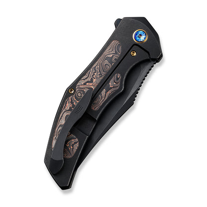 WE Knife Co., Ltd™ Magnetron Frame Lock 18058-3 Black Titanium and Bronze Carbon Fiber 20CV Stainless Steel Pocket Knife