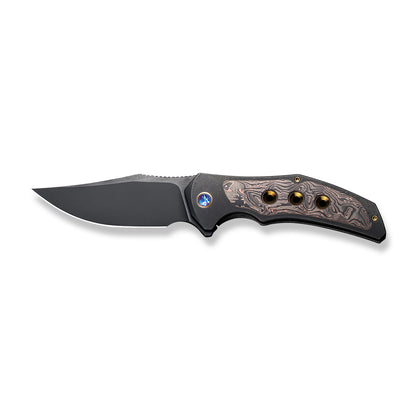 WE Knife Co., Ltd™ Magnetron Frame Lock 18058-3 Black Titanium and Bronze Carbon Fiber 20CV Stainless Steel Pocket Knife